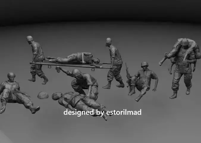 WOUNTED AMERICANS IN VIETNAM DOCTORS 3D print model