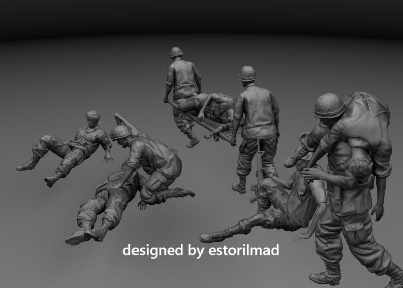 WOUNTED AMERICANS IN VIETNAM DOCTORS 3D print model_1