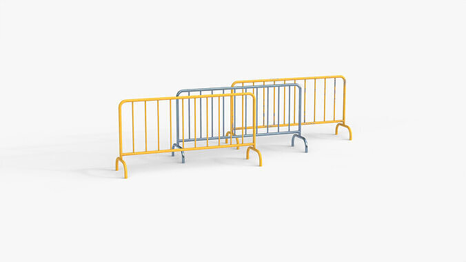 Metal Crowd Barrier Low-poly 3D model