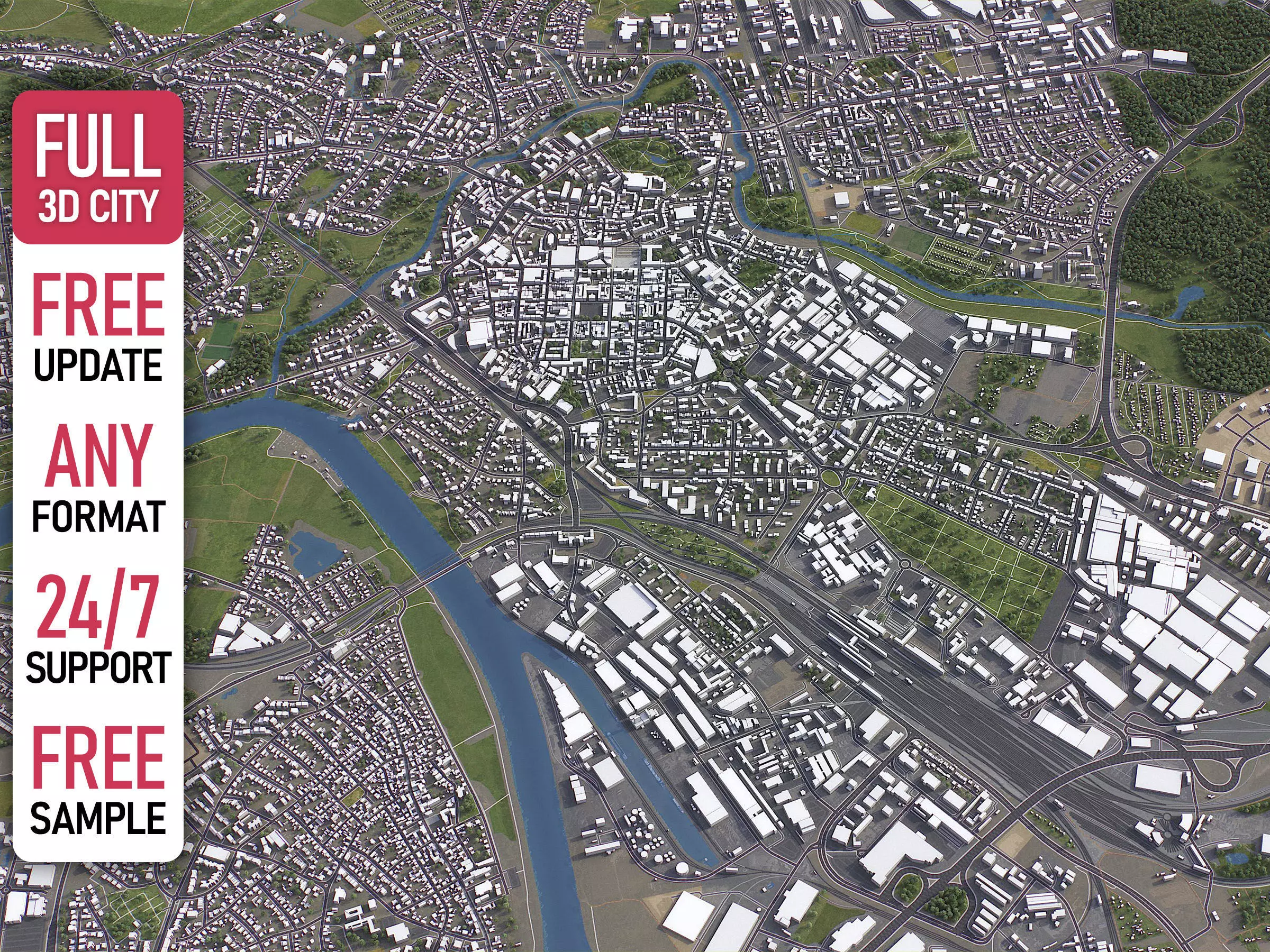 Hanau - 3d City Model Low-poly 3D model_0