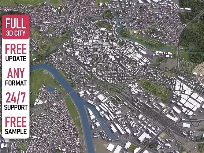 Hanau - 3d City Model Low-poly 3D model