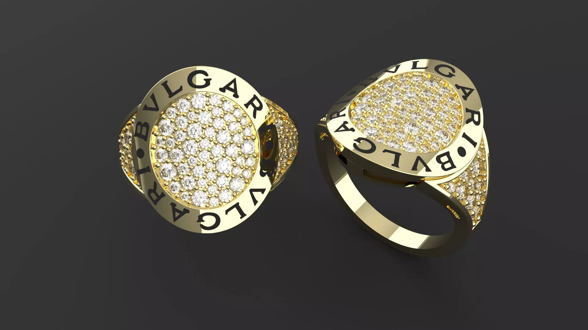 Inspired Gold Ring with Diamonds 3D print model
