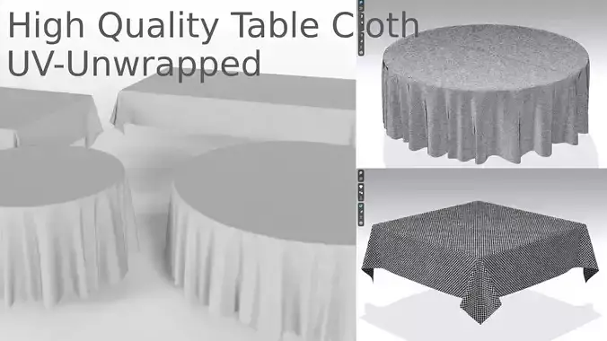 3D Tablecloth Set 4 Cloths 2 Round 2 Rectangular UV Unwrapped