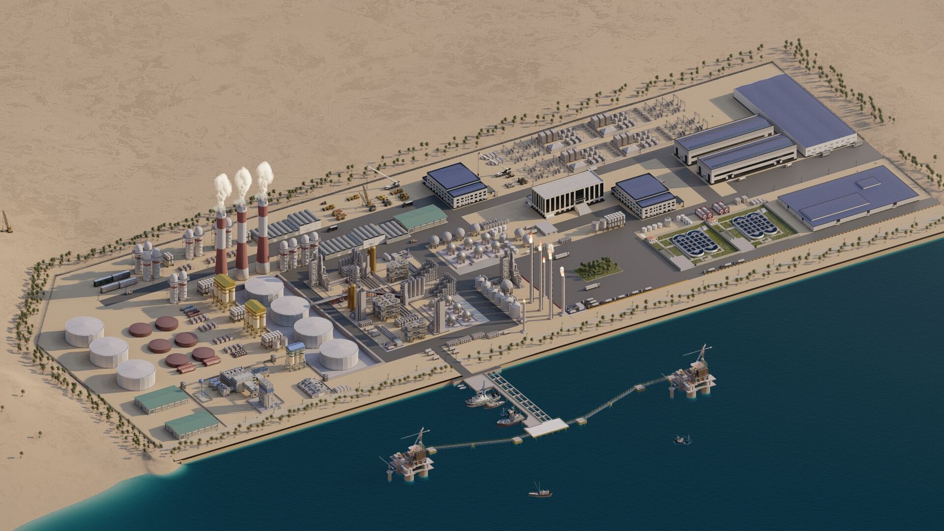 Petrochemical-Complex and Oil Gas Rig-Refinery power plant 3D model_3
