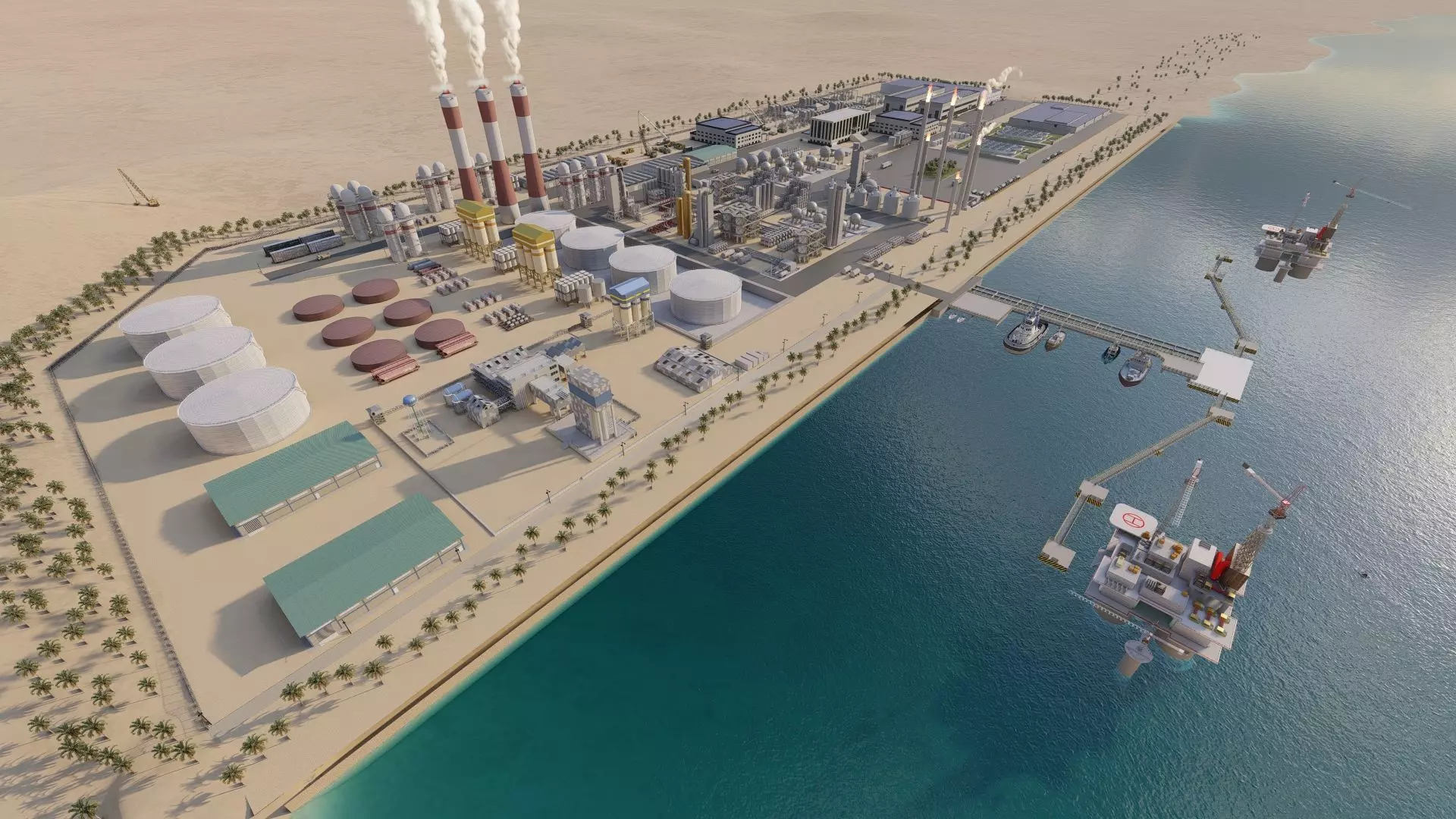 Petrochemical-Complex and Oil Gas Rig-Refinery power plant 3D model_0