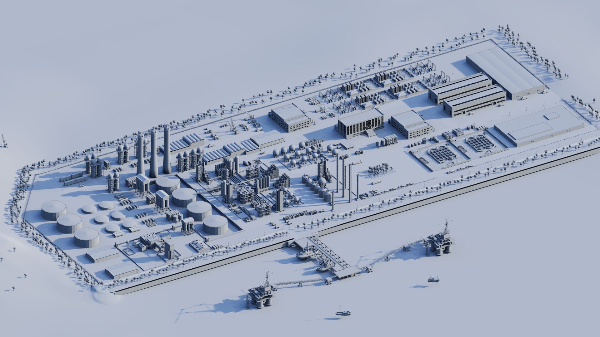 Petrochemical-Complex and Oil Gas Rig-Refinery power plant 3D model_21