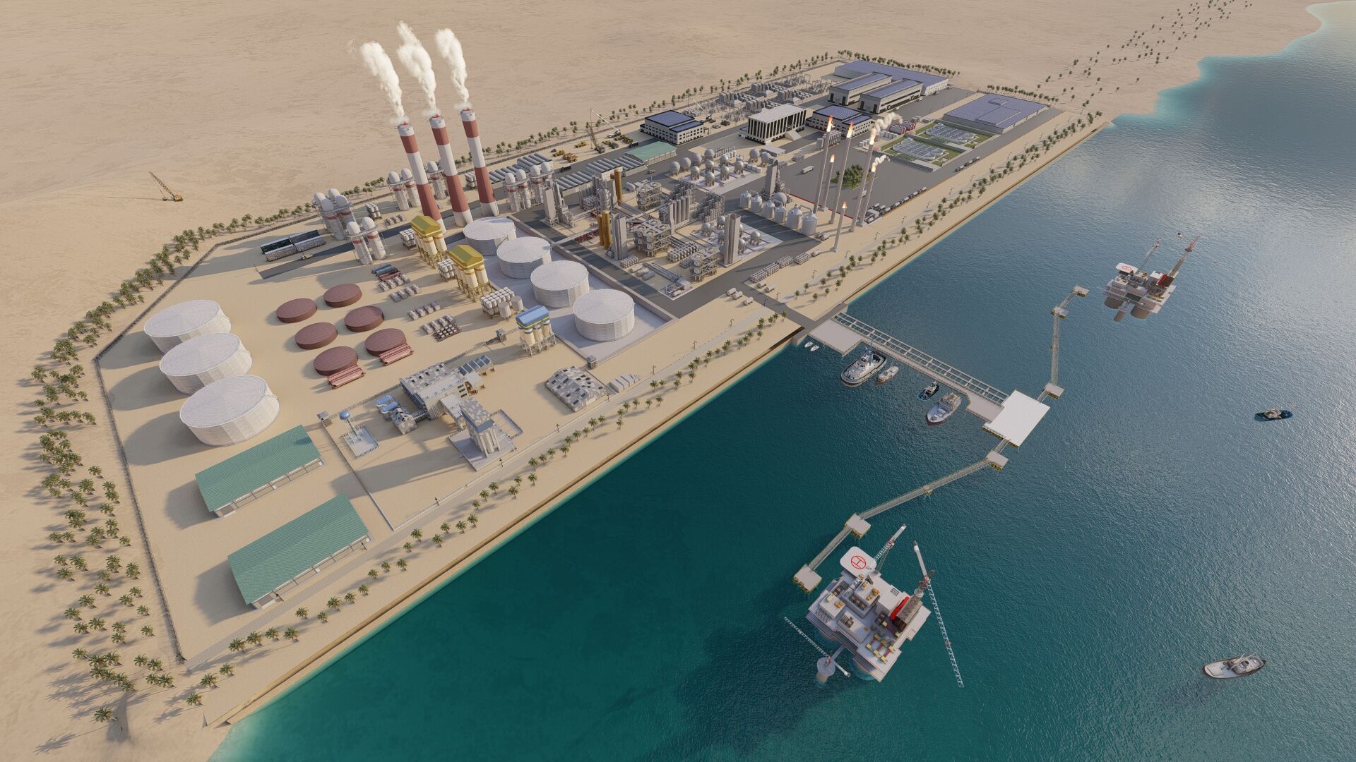 Petrochemical-Complex and Oil Gas Rig-Refinery power plant 3D model_14