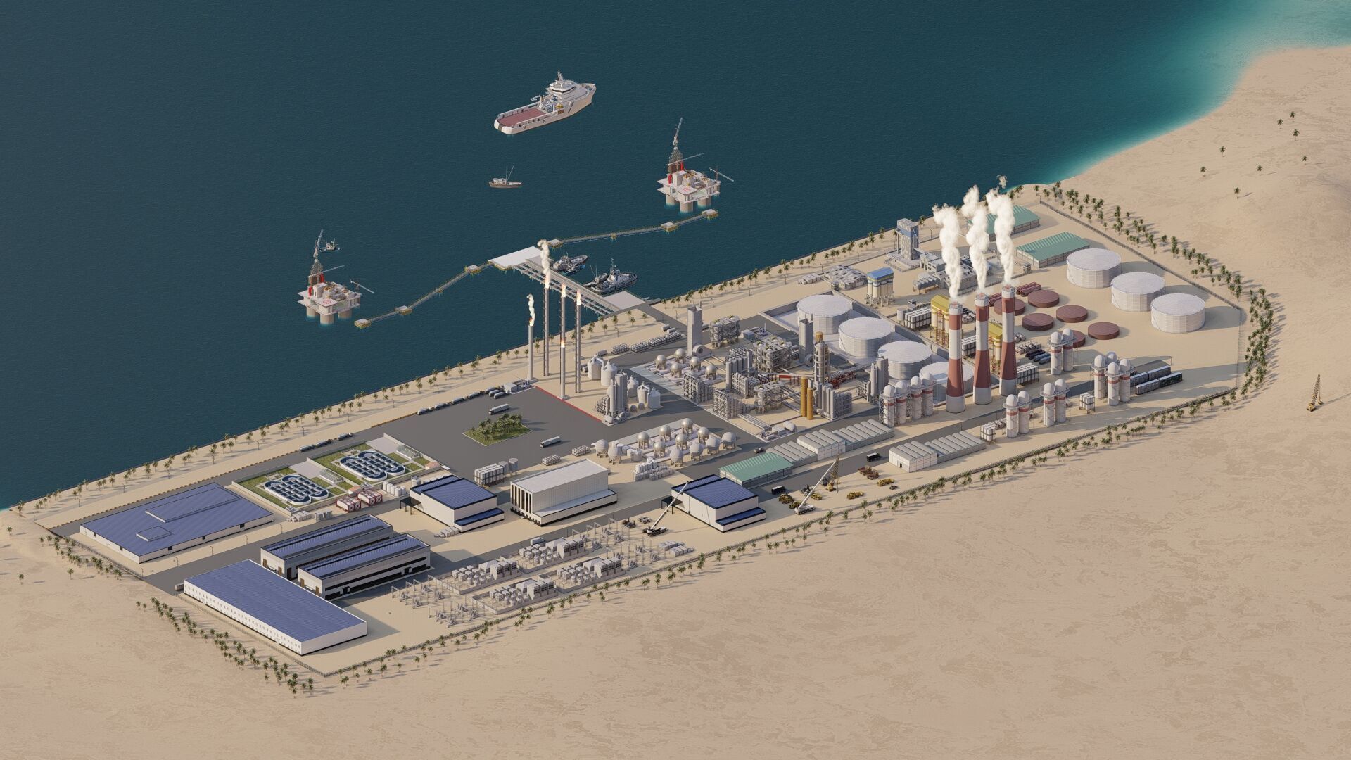Petrochemical-Complex and Oil Gas Rig-Refinery power plant 3D model_11