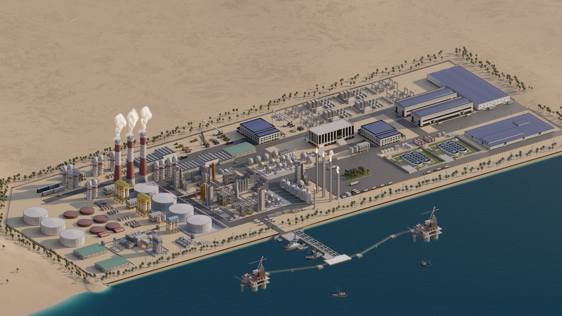 Petrochemical-Complex and Oil Gas Rig-Refinery power plant 3D model_28