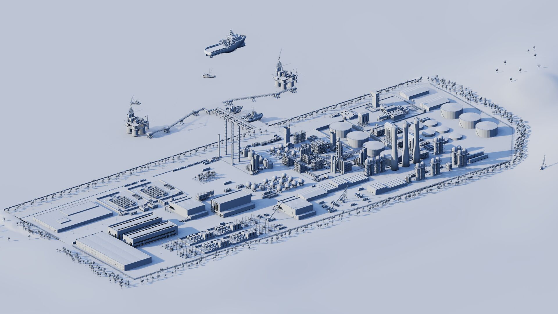 Petrochemical-Complex and Oil Gas Rig-Refinery power plant 3D model_12
