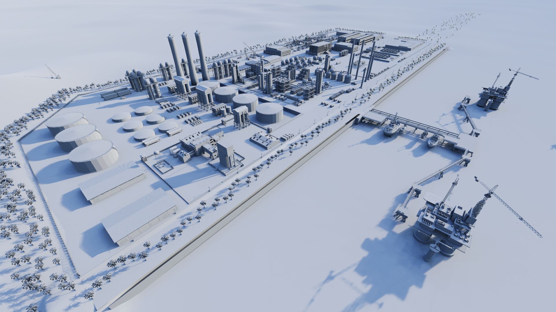 Petrochemical-Complex and Oil Gas Rig-Refinery power plant 3D model_16