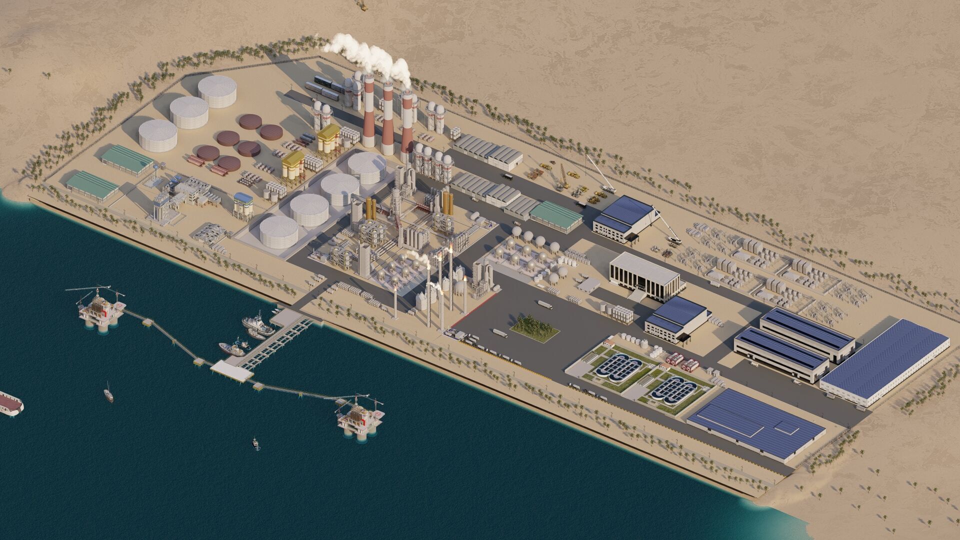 Petrochemical-Complex and Oil Gas Rig-Refinery power plant 3D model_8