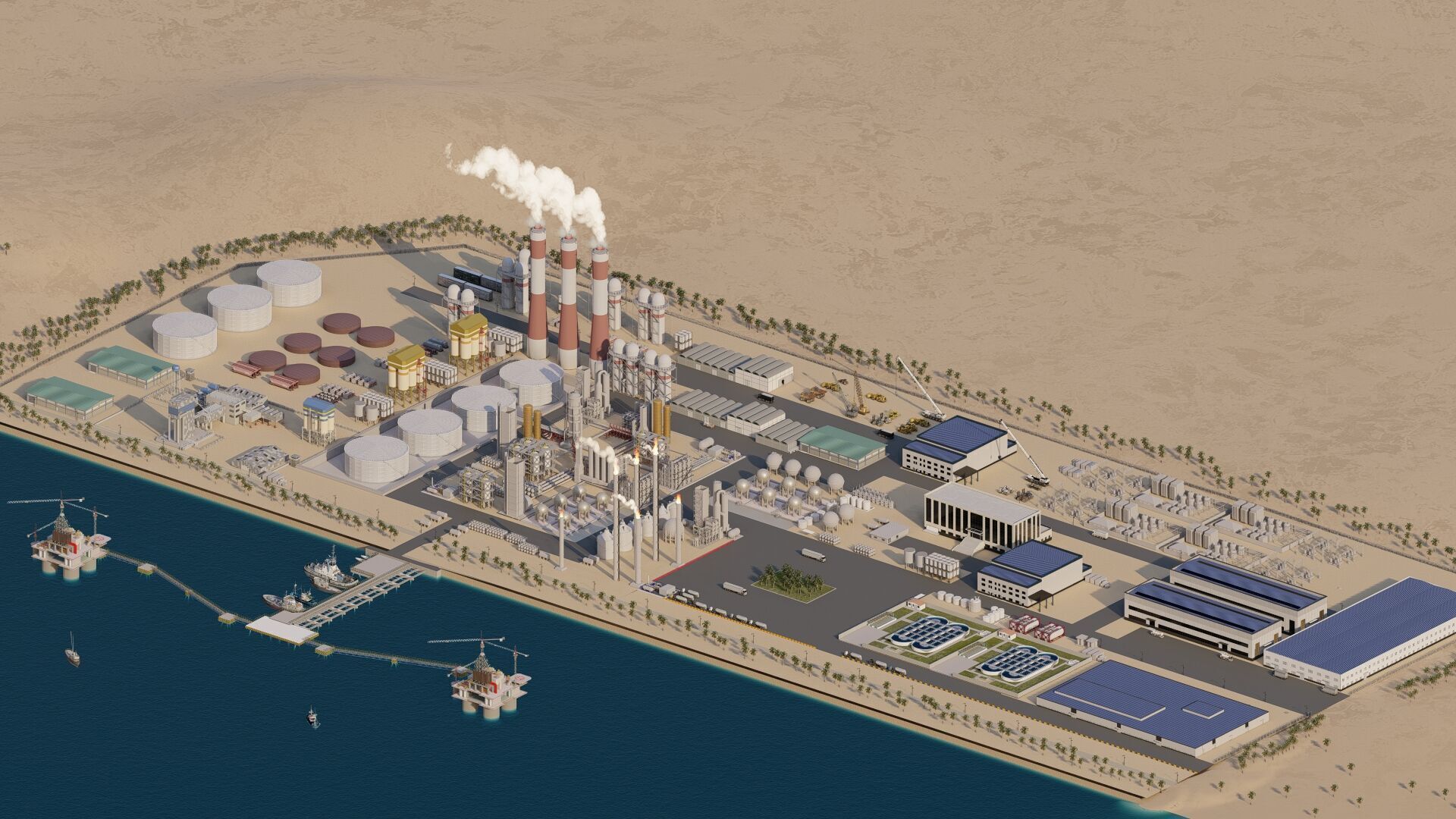 Petrochemical-Complex and Oil Gas Rig-Refinery power plant 3D model_29