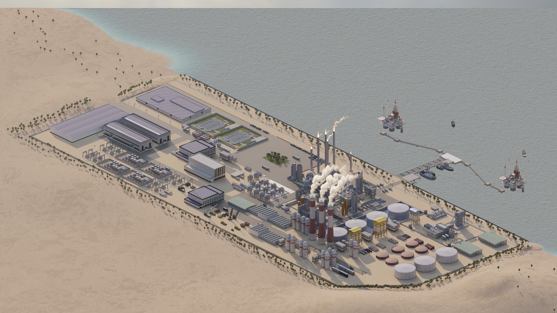 Petrochemical-Complex and Oil Gas Rig-Refinery power plant 3D model_6