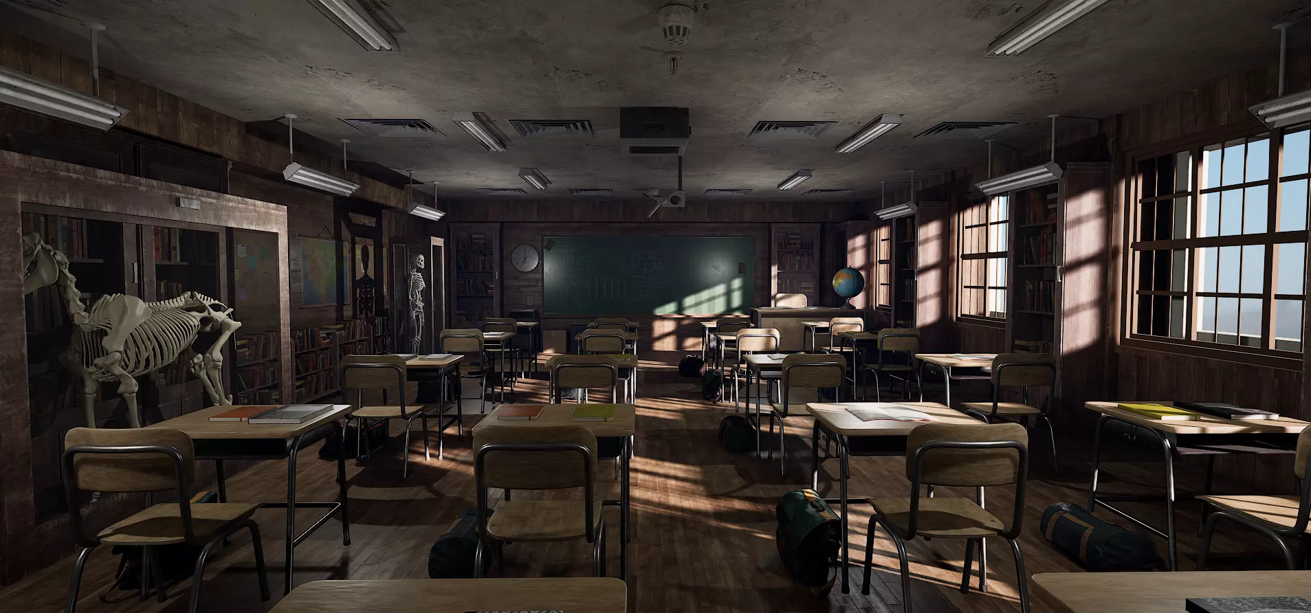 Old Era Anatomy Classroom Environment 3D model_0