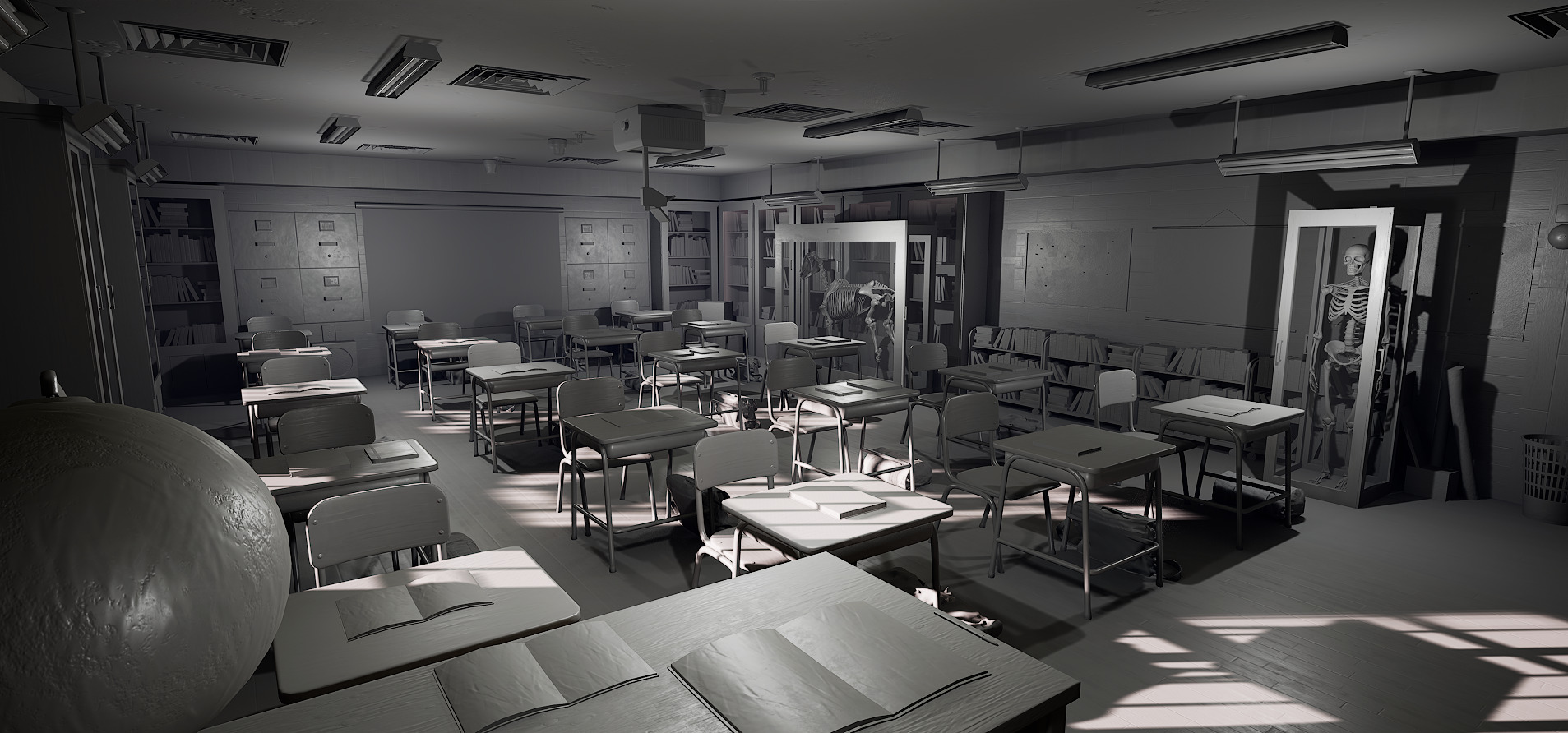 Old Era Anatomy Classroom Environment 3D model_26