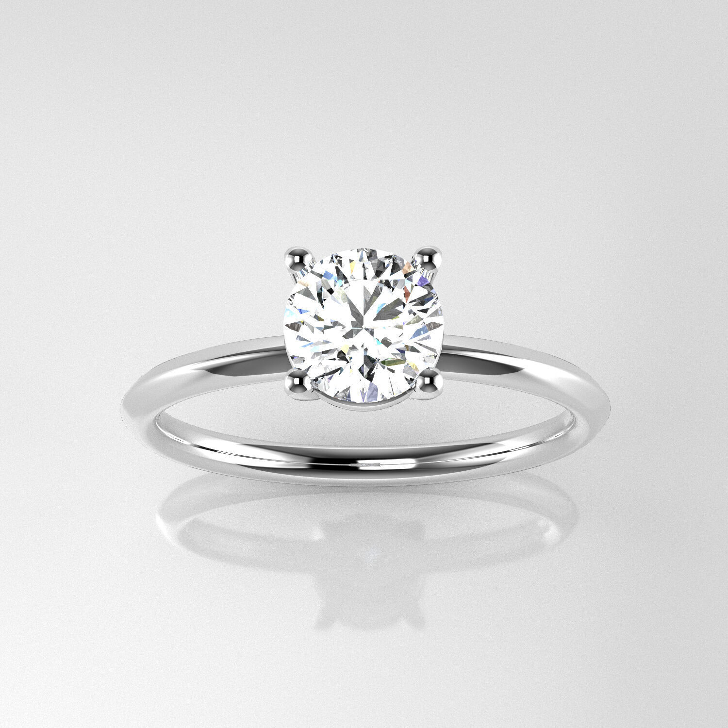 Classic Solitaire Ring - 6-5 mm Round -100 carat points 3D print model_3
