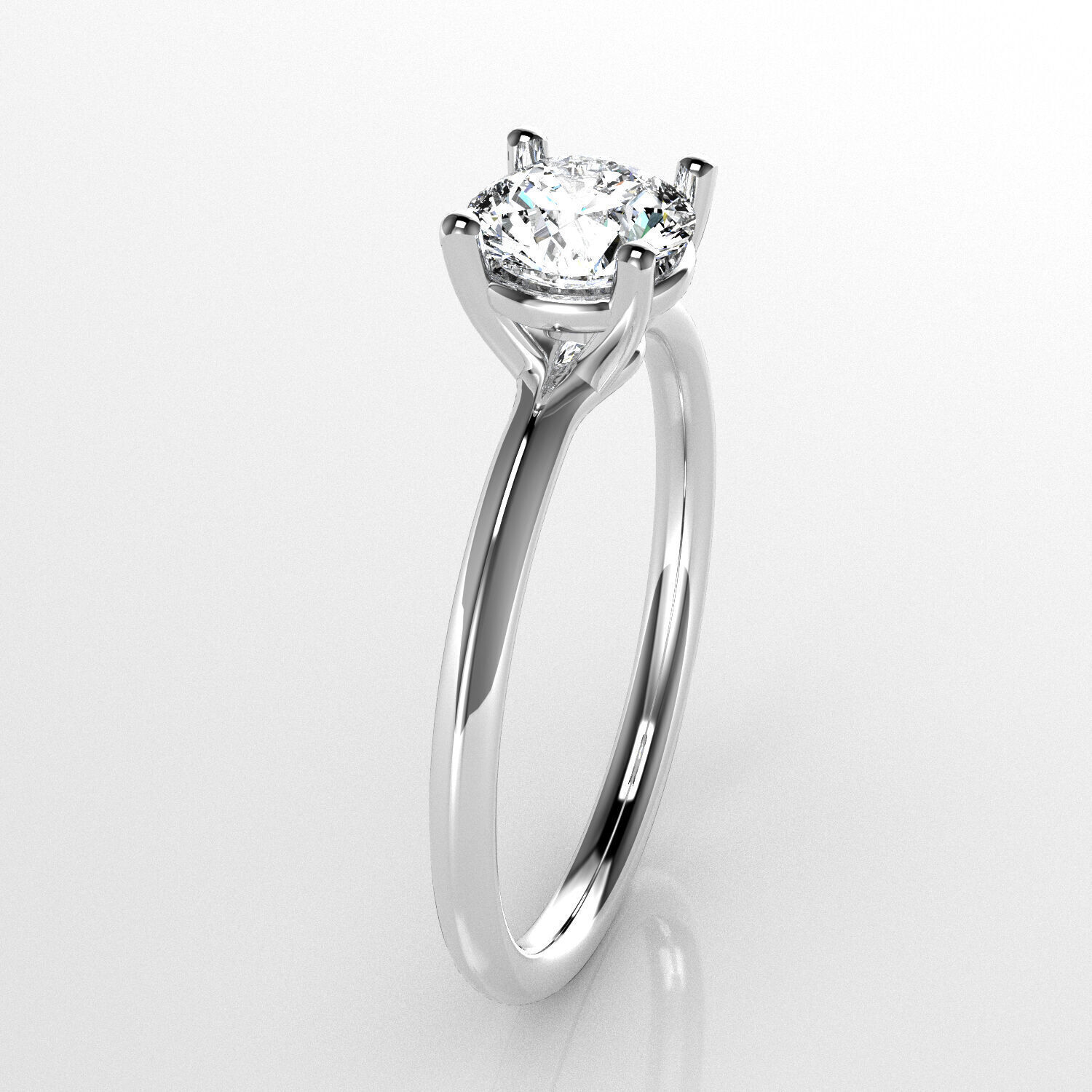 Classic Solitaire Ring - 6-5 mm Round -100 carat points 3D print model_2