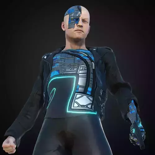 Rigged Woman Cyberpunk Character