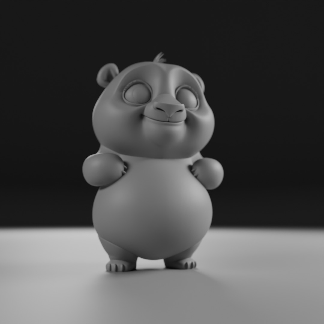 cute panda bear 3D print model_4