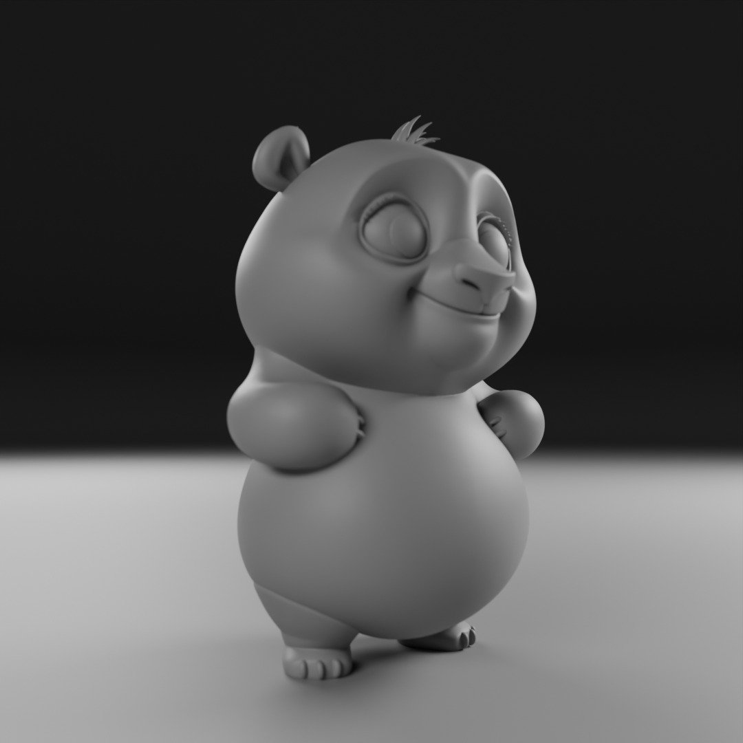 cute panda bear 3D print model_8