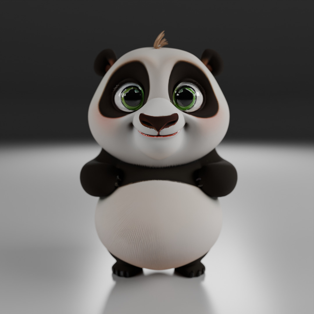cute panda bear 3D print model_17