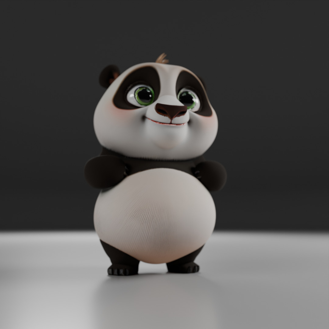 cute panda bear 3D print model_12