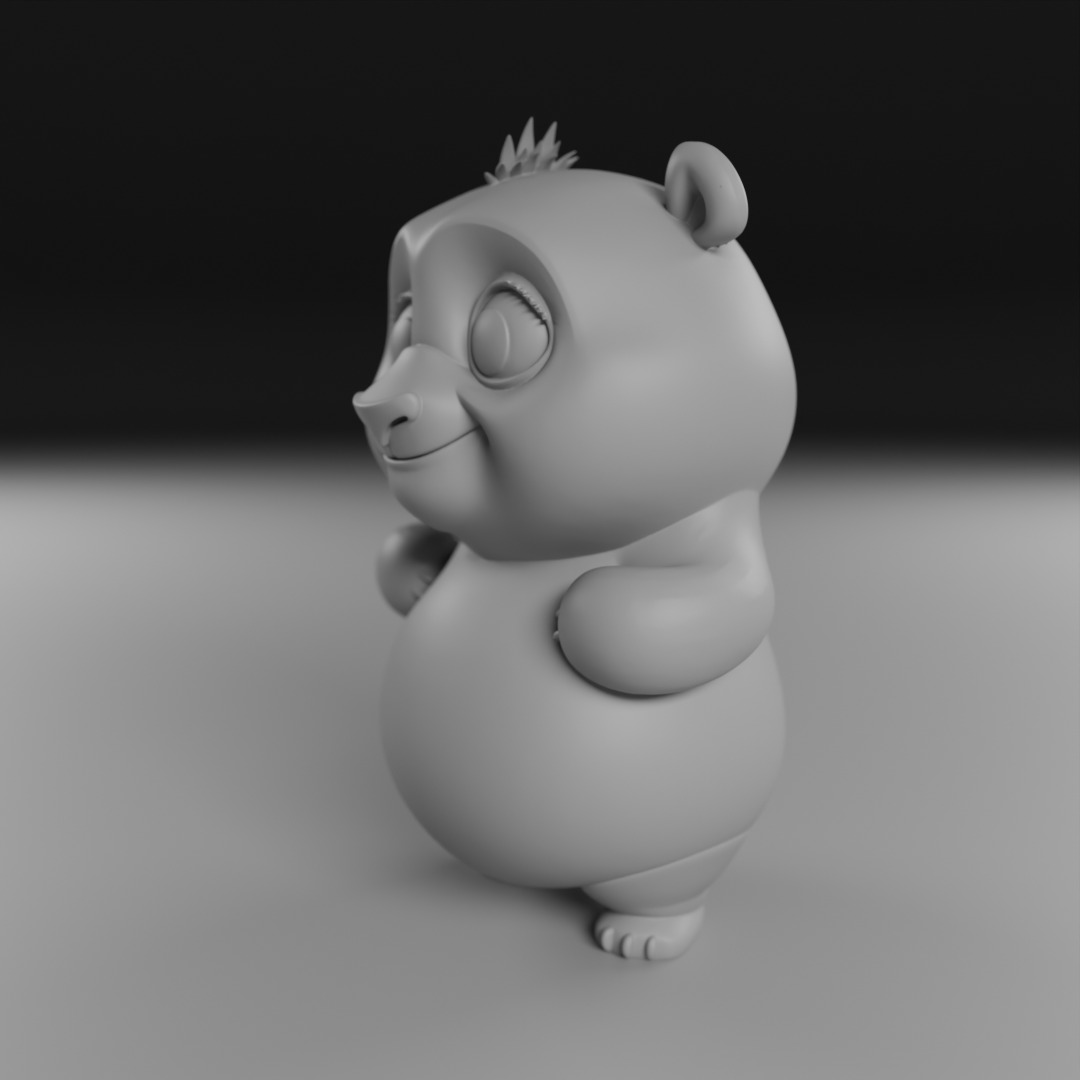cute panda bear 3D print model_5