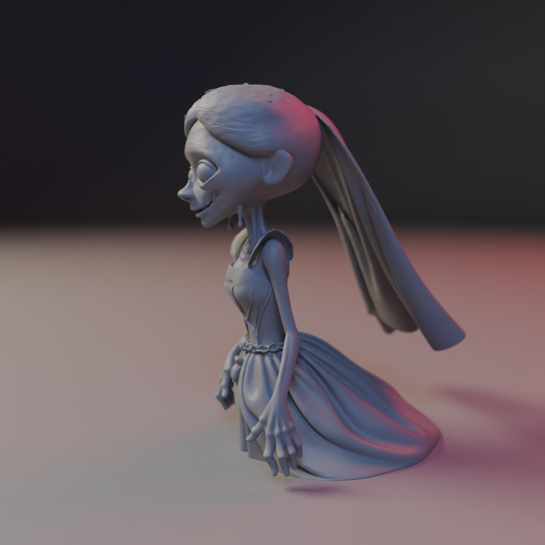 zombie bride 3D print model_5