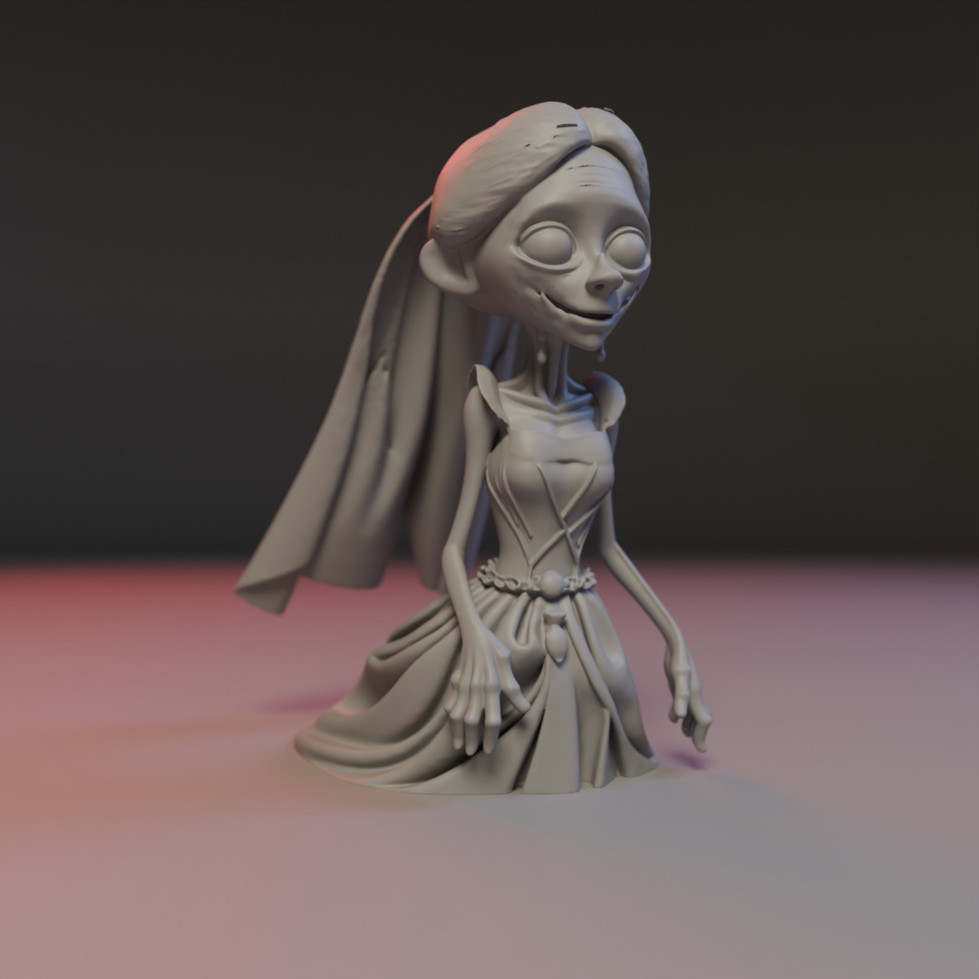 zombie bride 3D print model_8