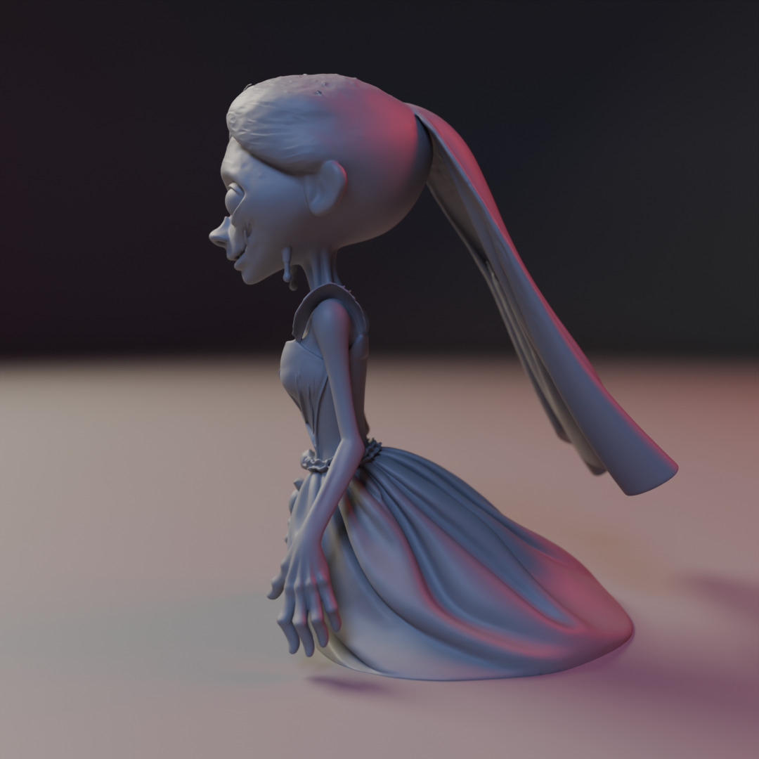 zombie bride 3D print model_2