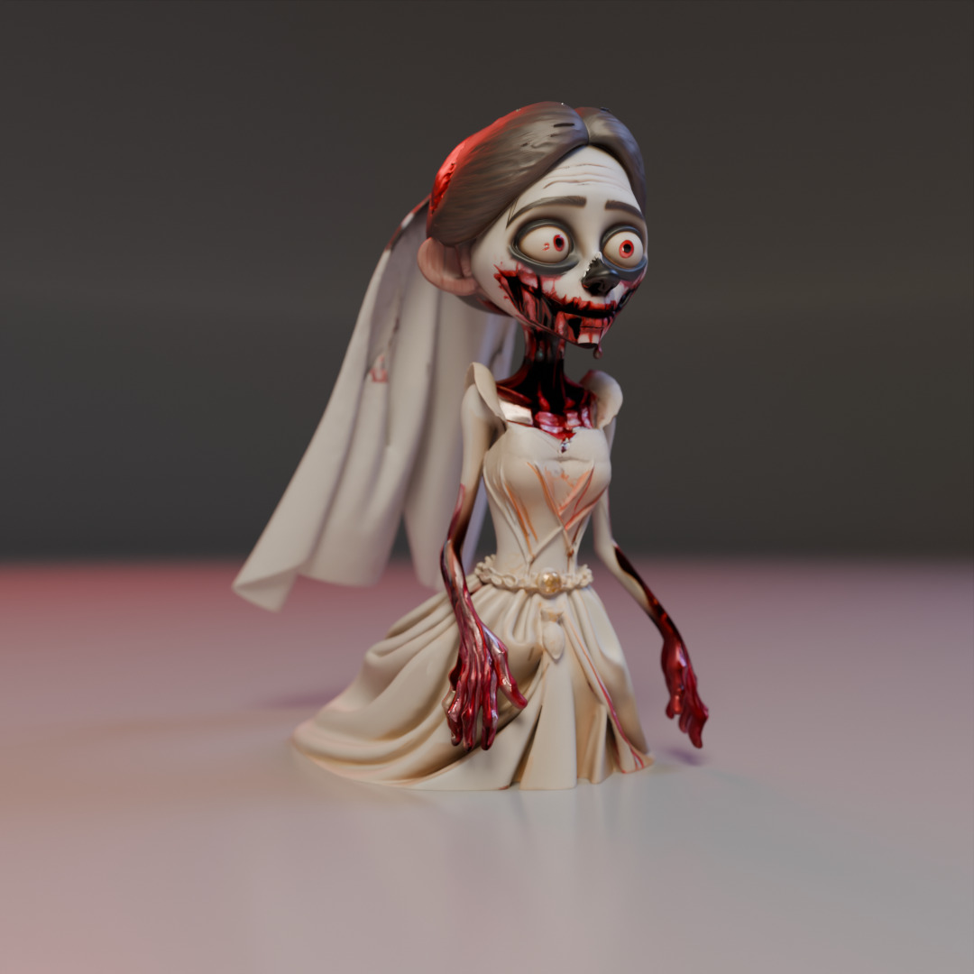 zombie bride 3D print model_16