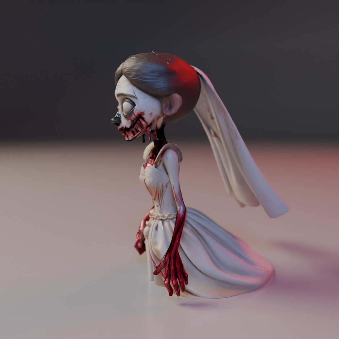 zombie bride 3D print model_13