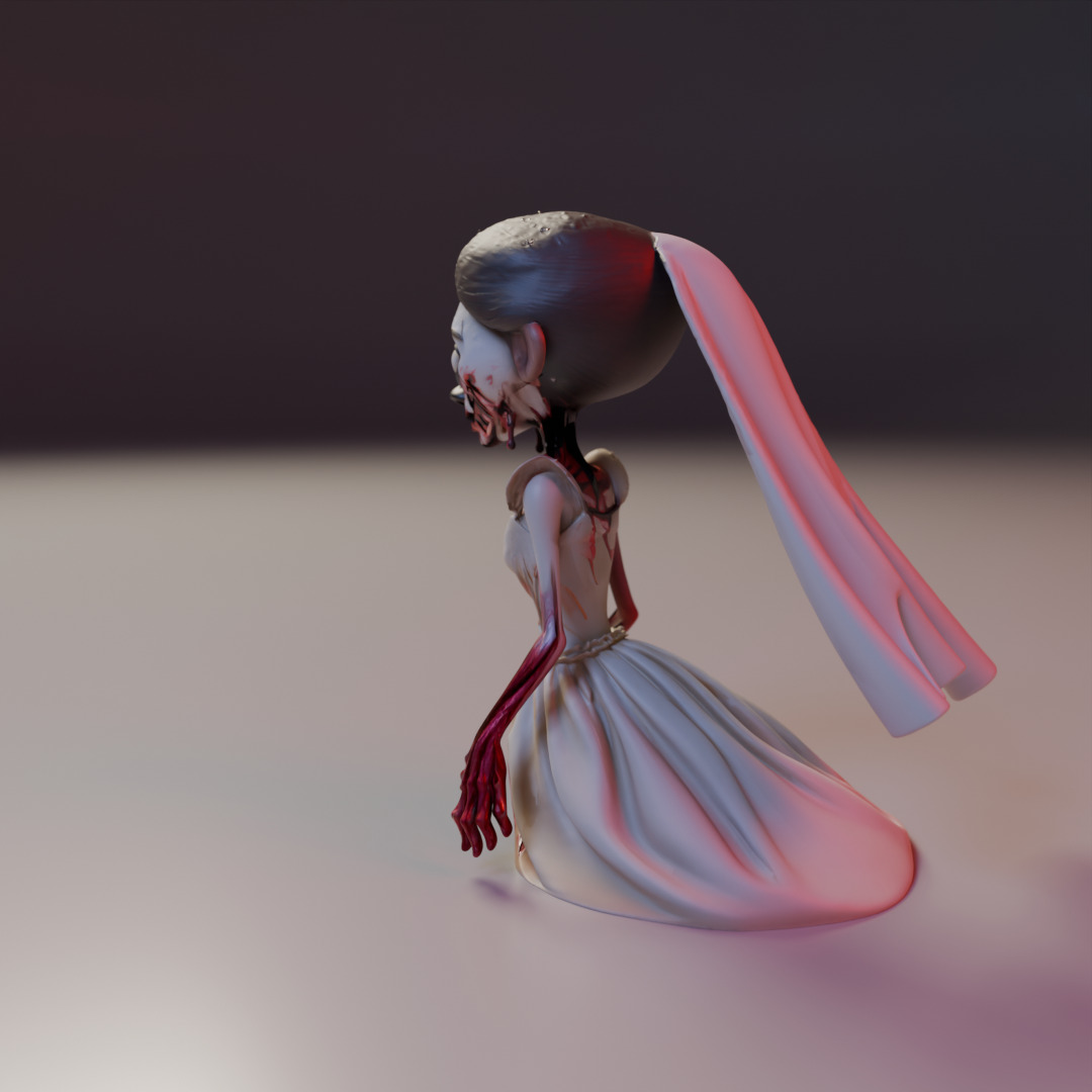 zombie bride 3D print model_15