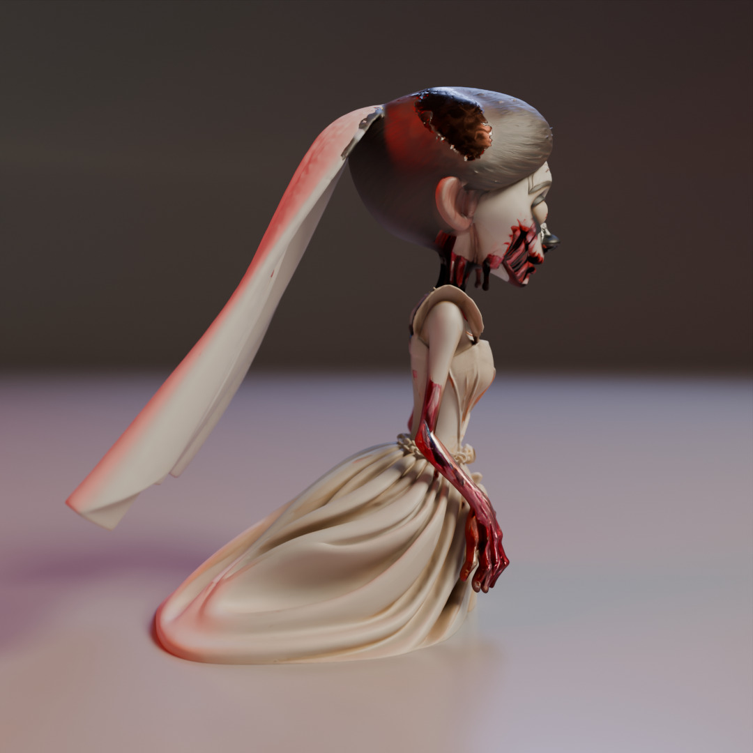 zombie bride 3D print model_9