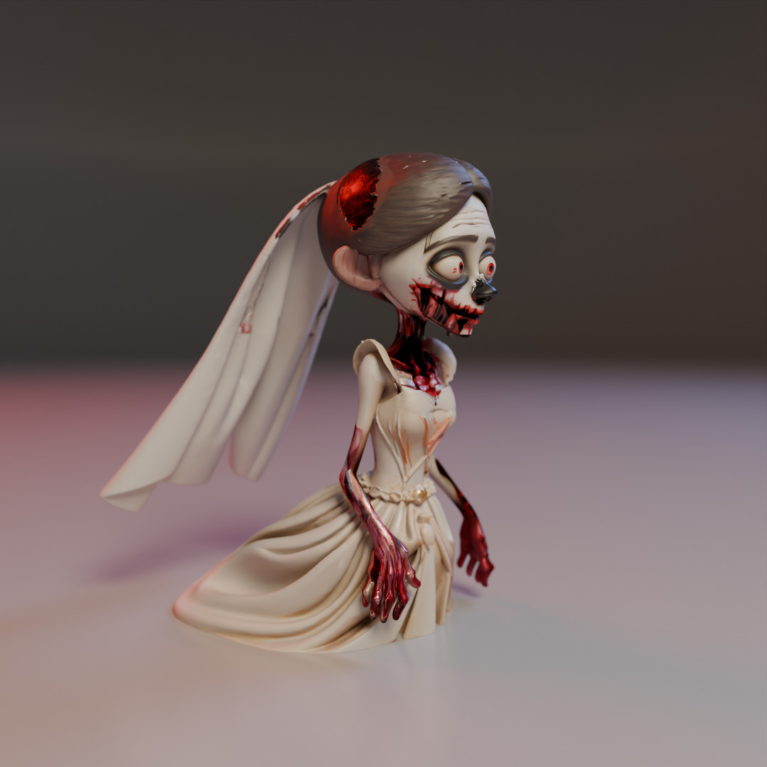 zombie bride 3D print model_12