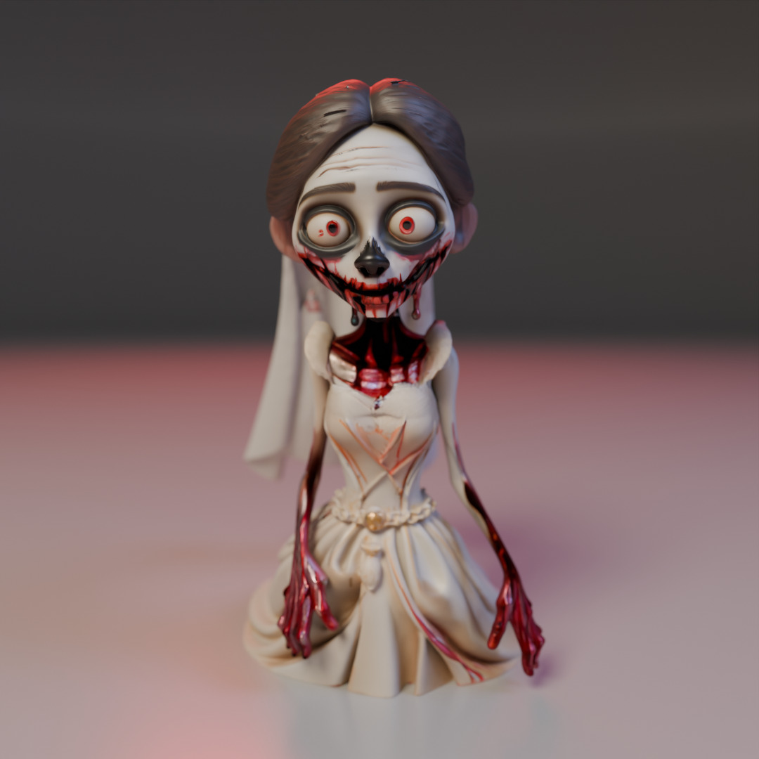 zombie bride 3D print model_17
