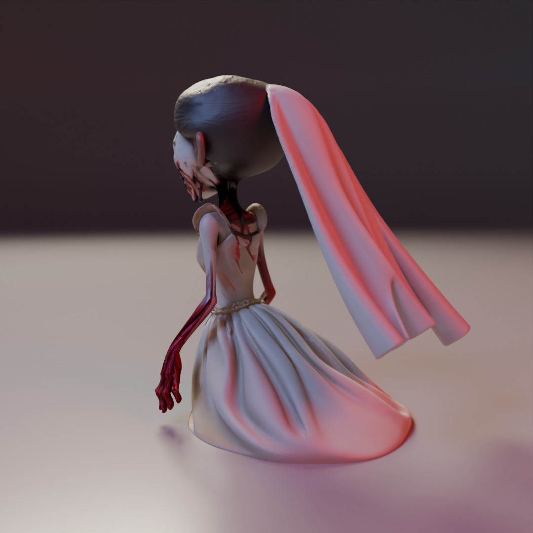zombie bride 3D print model_11