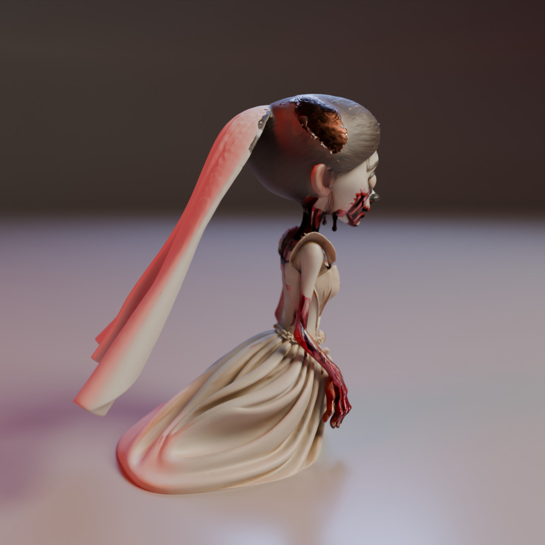 zombie bride 3D print model_14