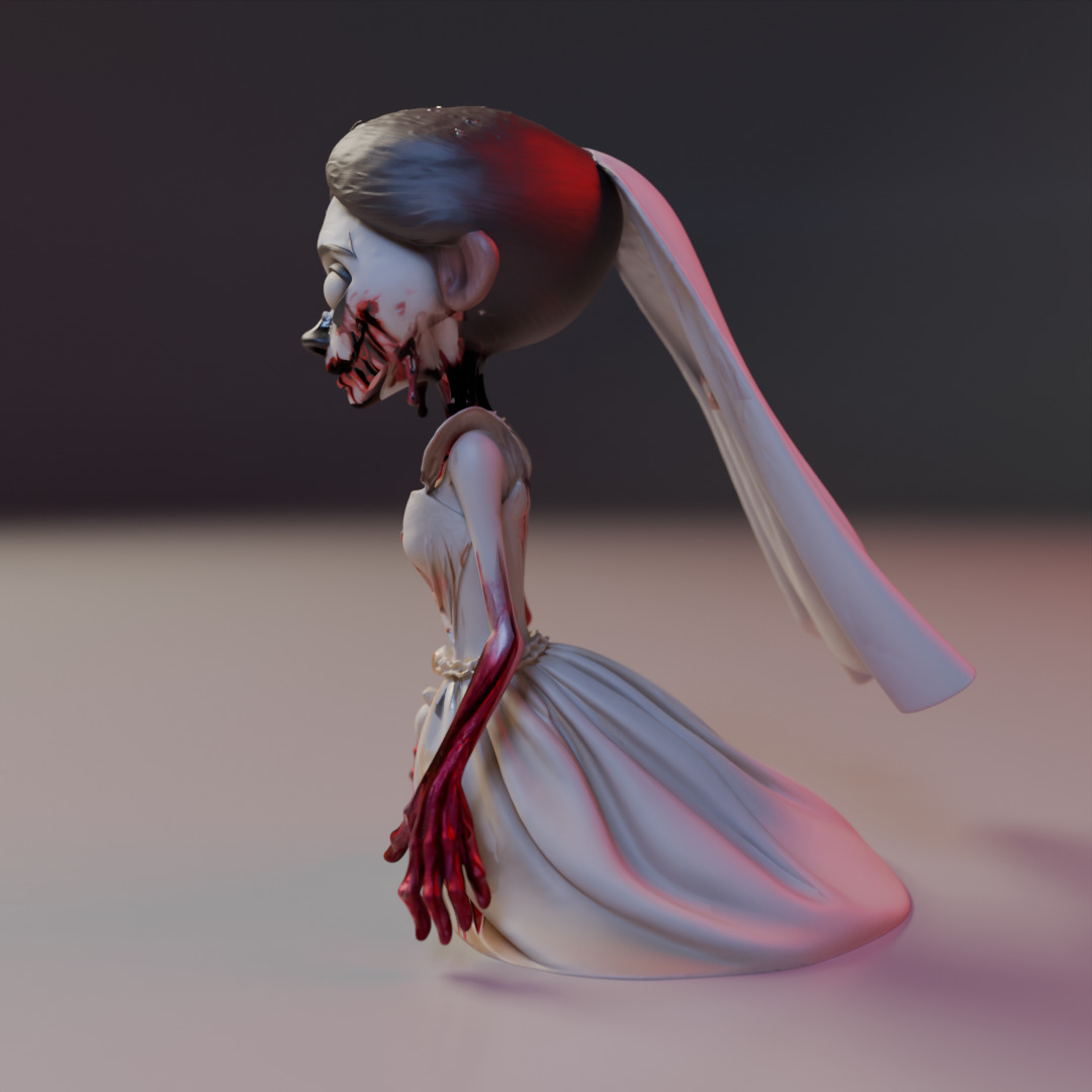 zombie bride 3D print model_10