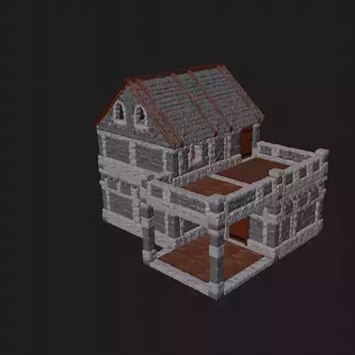 STL fantasy medieval stone houses for tabletop games 28mm scale