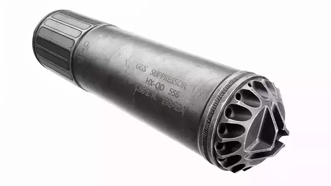 OSS  Suppressor HX-QD 5x56 - game ready 3D model Low-poly 3D model