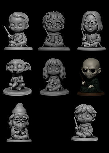 Harry Potter Chibi 3D Printable Collection  Set of 8 Characters 3D print model
