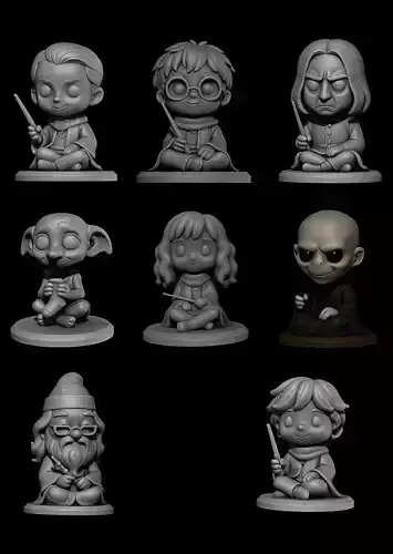 Harry Potter Chibi 3D Printable Collection  Set of 8 Characters