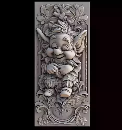 Whimsical Gnome Relief Sculpture