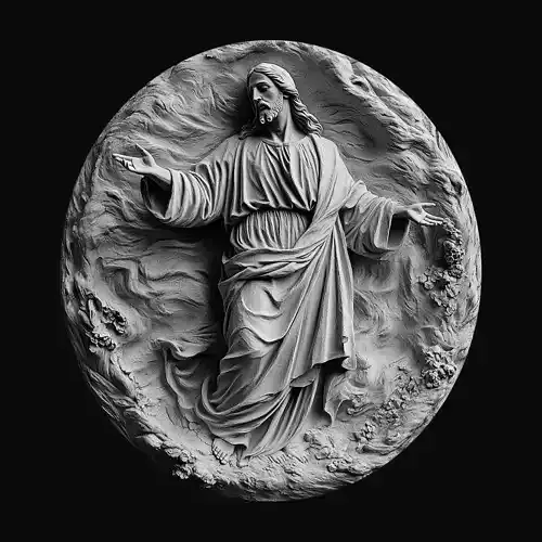 Jesus Christ Relief Sculpture - Sacred Religious Medallion