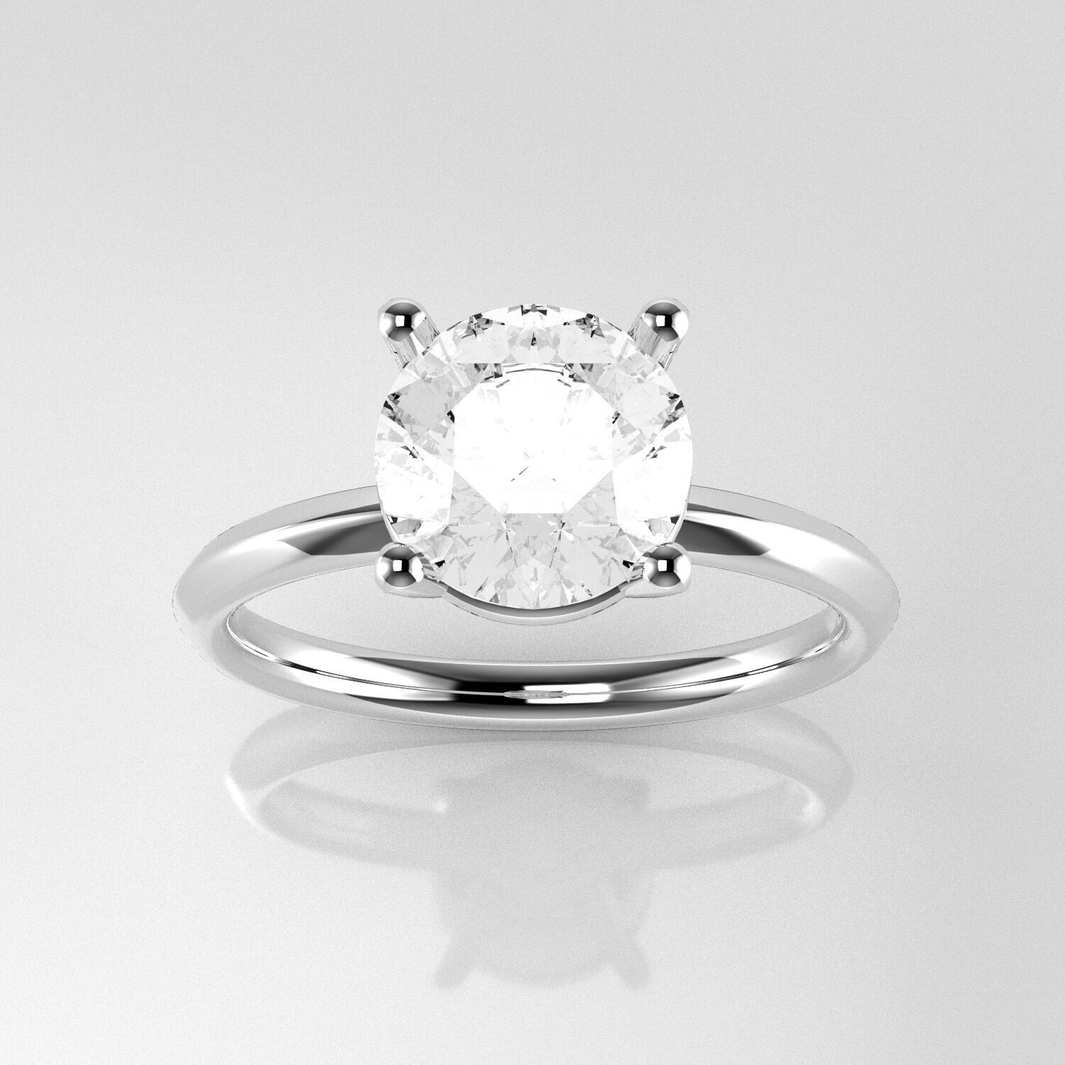 Classic Solitaire Ring - 7-8 mm Round - 175 ct points 3D print model_1