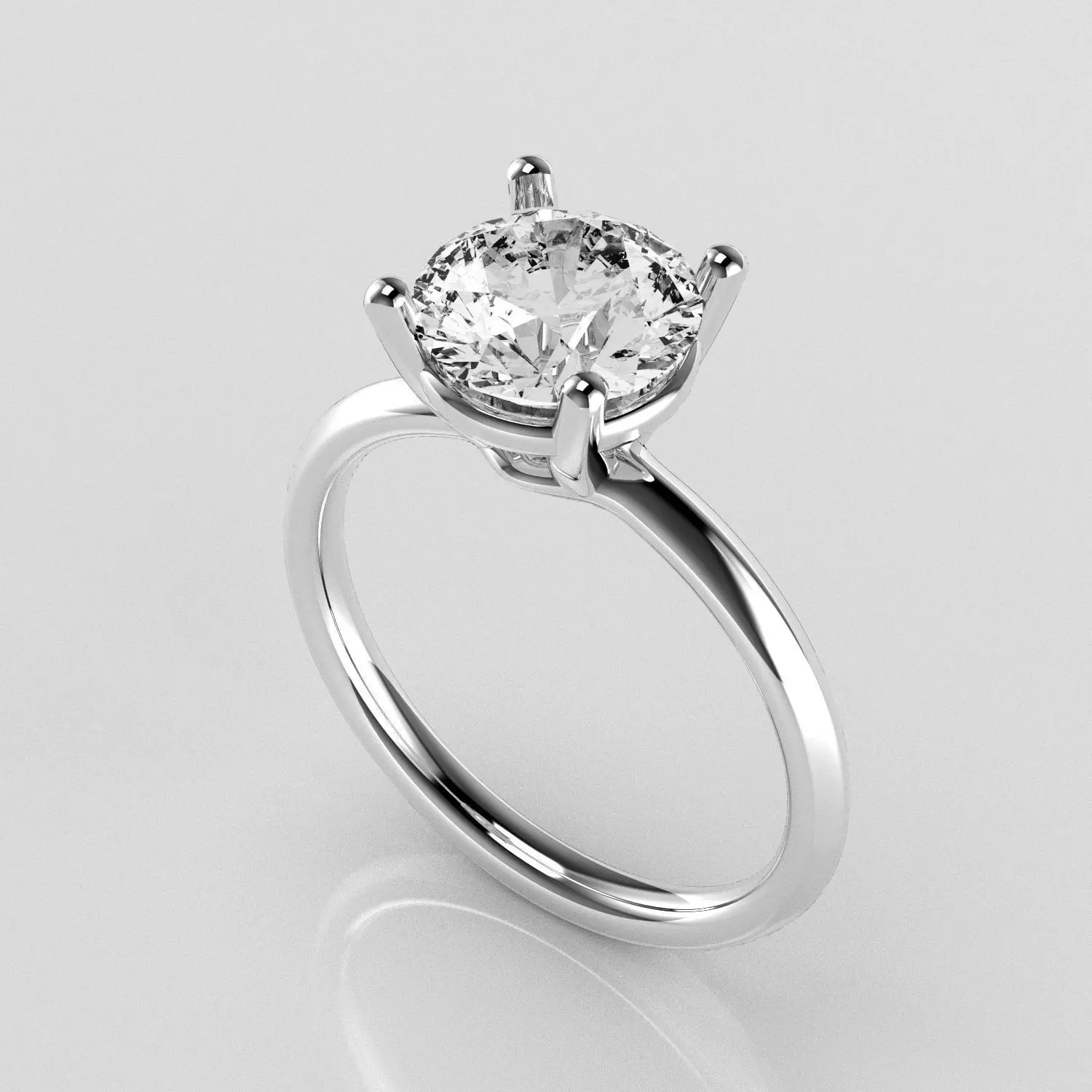 Classic Solitaire Ring - 7-8 mm Round - 175 ct points 3D print model_0