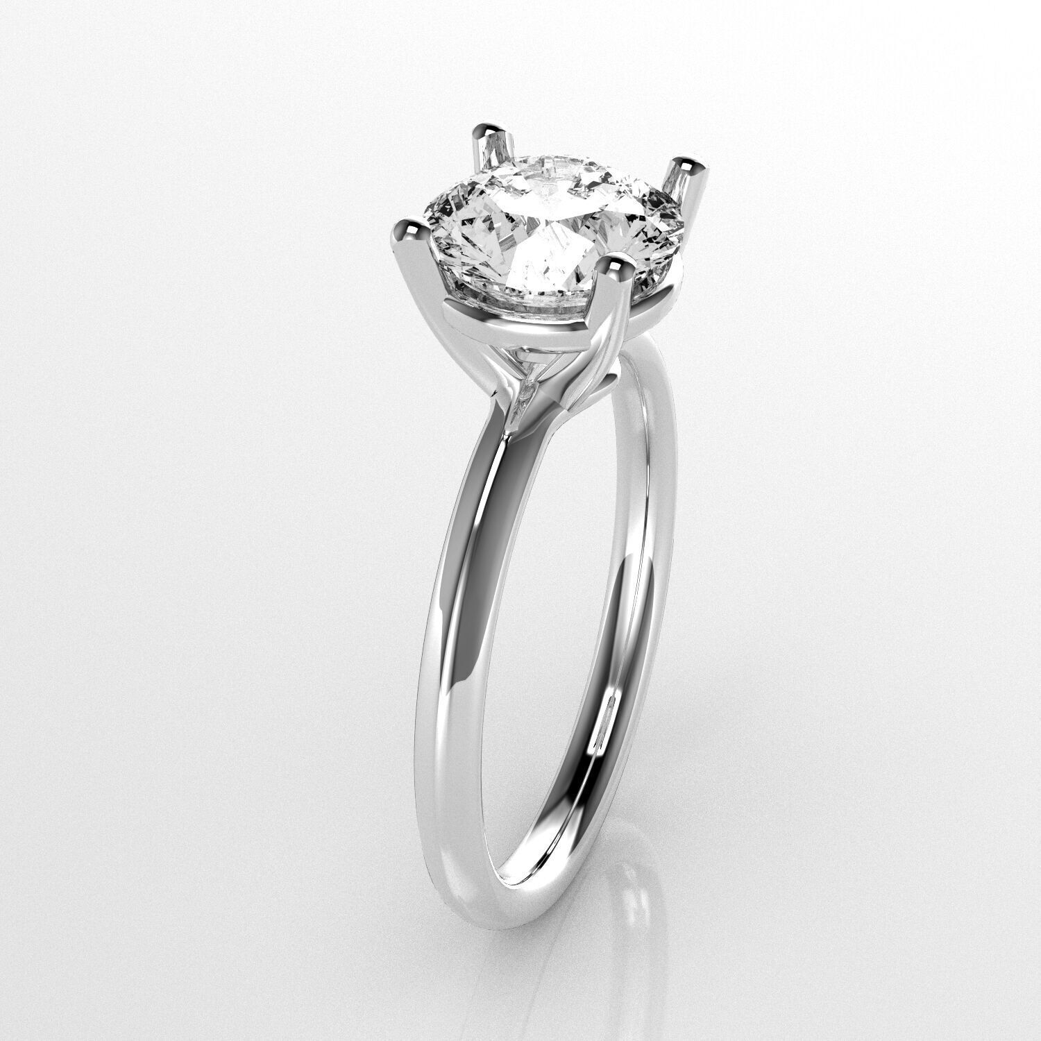 Classic Solitaire Ring - 7-8 mm Round - 175 ct points 3D print model_3