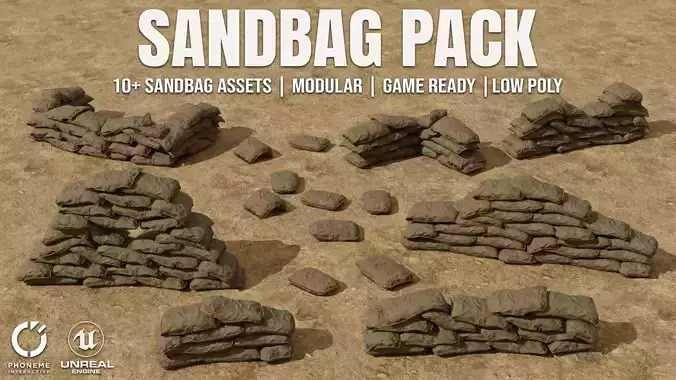 Sandbag Pack - 12 Modular Game Ready Assets with 4K PBR Support